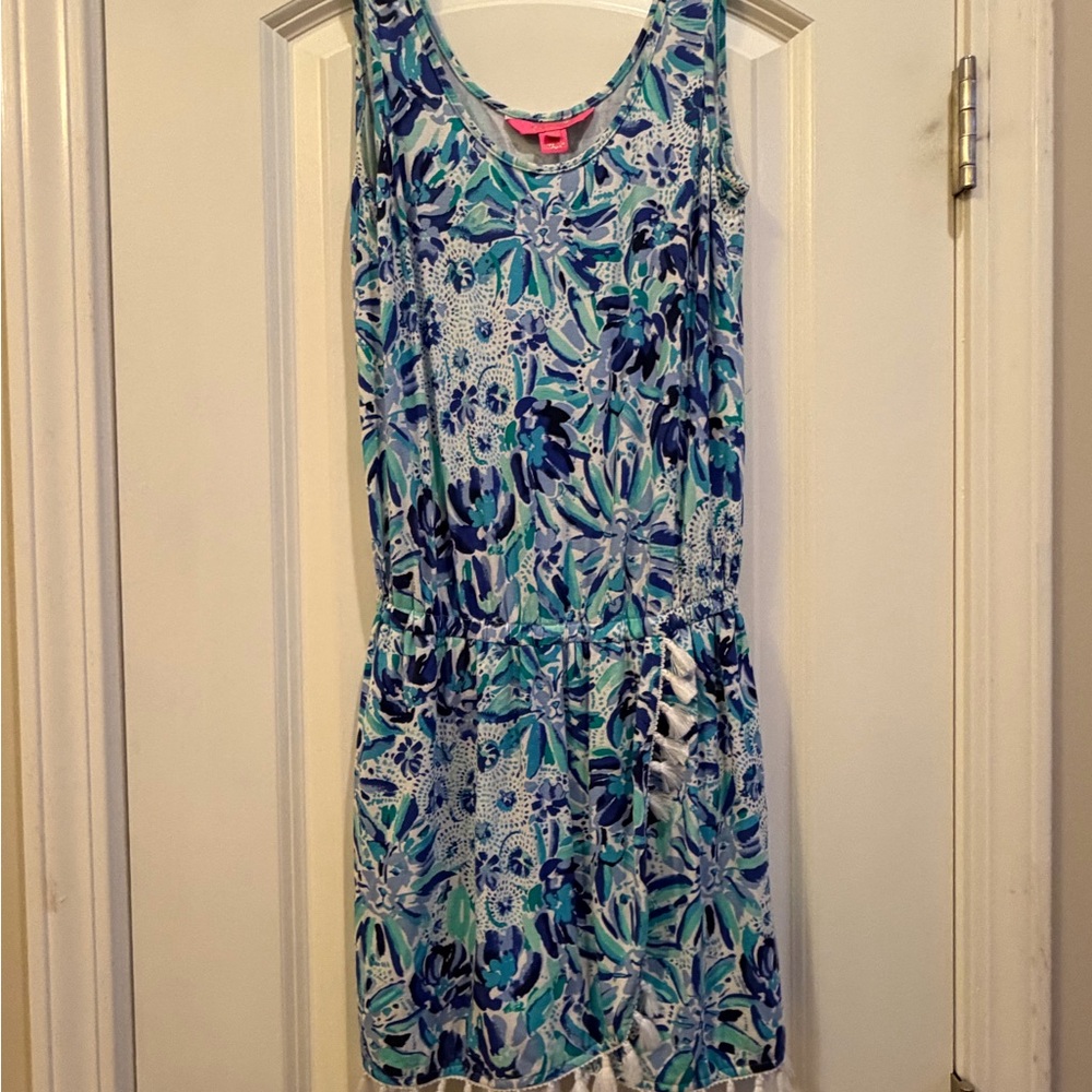 Lilly Pulitzer Blue & Aqua Floral Sleeveless Mini Dress